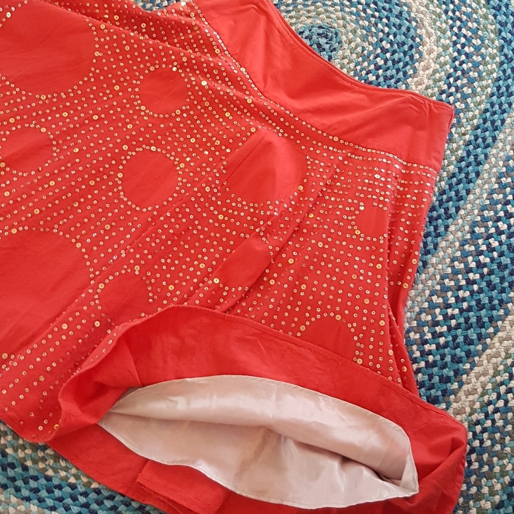 Basil & Maude  orange sequined skirt
